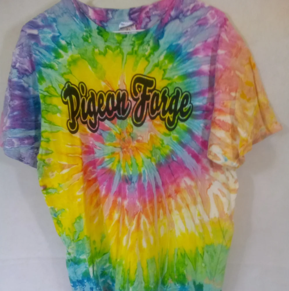 Jerzees Mens S/S Tie Dye Pigeon Forge Pullover Crew Neck Shirt Tee L - Picture 1 of 4